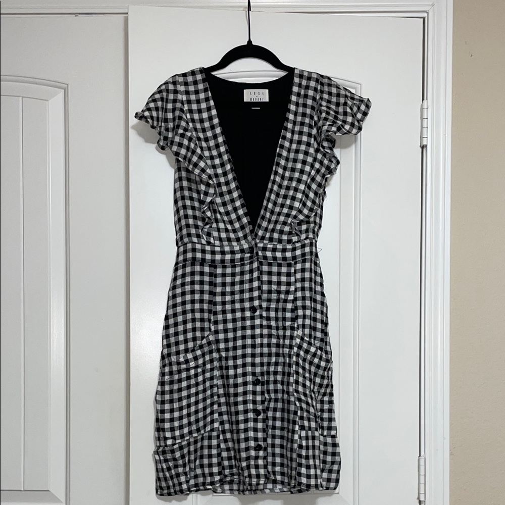 Zara Black and White Gingham Mini Dress